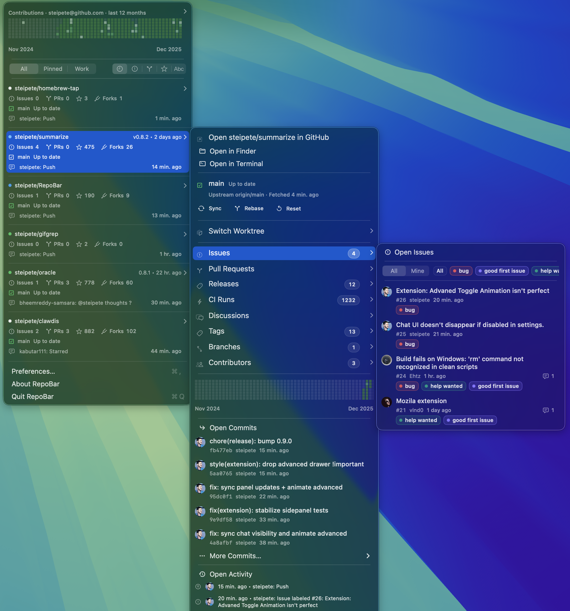 RepoBar app screenshot